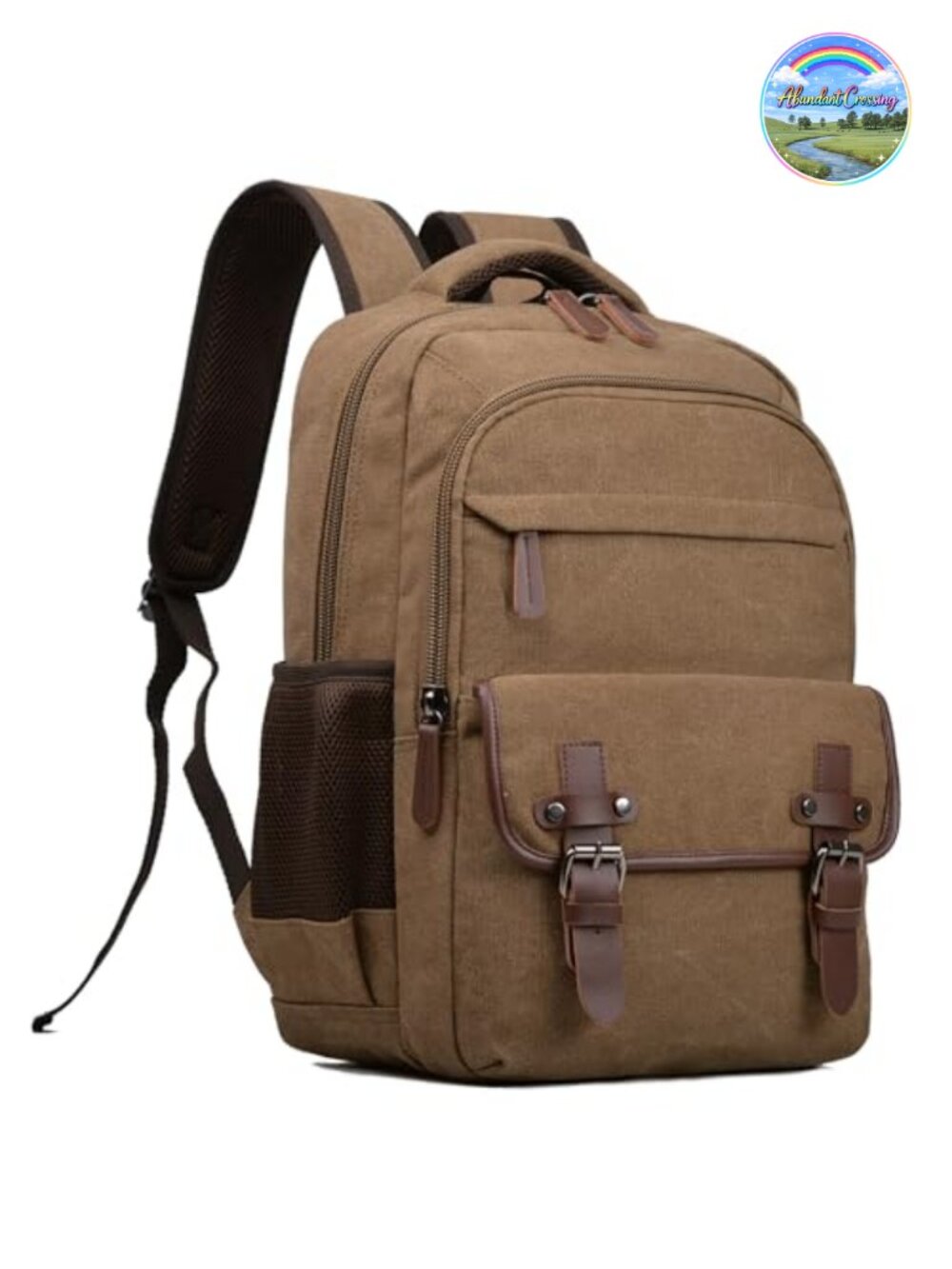 Canvas Laptop Backpack Vintage Daypack Fits 15.6 Inch with Padded Strap